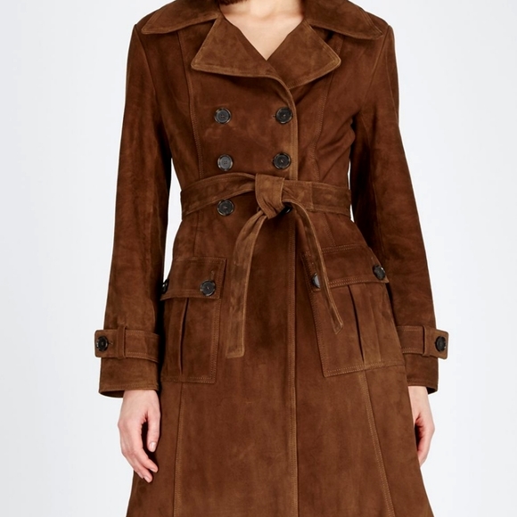 le chateau Jackets & Blazers - Le Chateau Brown Vintage Suede Long Trench Coat NWOT